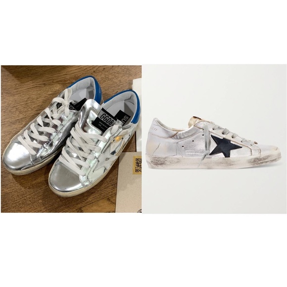 - NEW Golden Goose Superstar Sneaker Metallic Silver White Blue 0703 - Picture 1 of 6